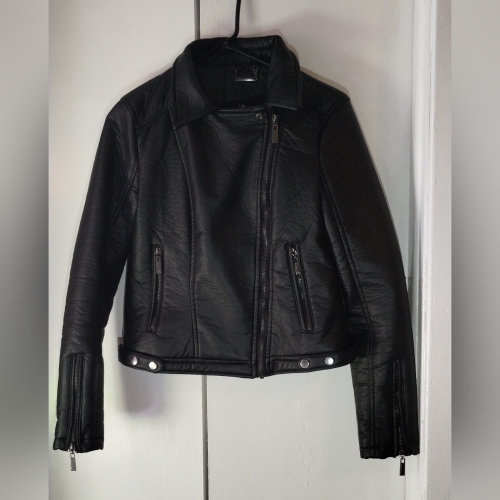 J2 Faux Leather Moto Jacket Women Size (M) Black
